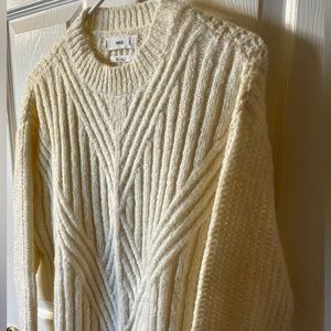 MANGO Cream Chevron Rombo Sweater; Size XS (oversized - wears like Medium/Large)